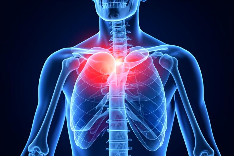 Representación anatómica de pinzamiento subacromial en el hombro